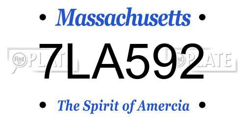 7LA592 Massachusetts License Plate