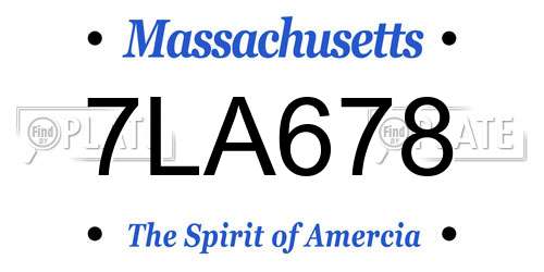 7LA678 Massachusetts License Plate