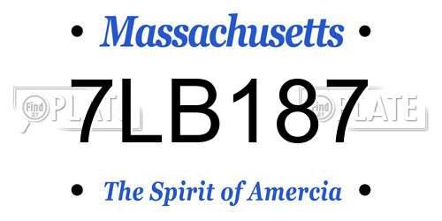 7LB187 Massachusetts License Plate