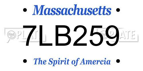 7LB259 Massachusetts License Plate