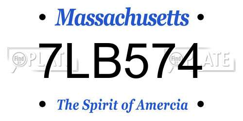 7LB574 Massachusetts License Plate