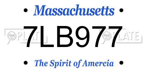 7LB977 Massachusetts License Plate