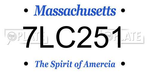 7LC251 Massachusetts License Plate