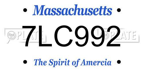7LC992 Massachusetts License Plate