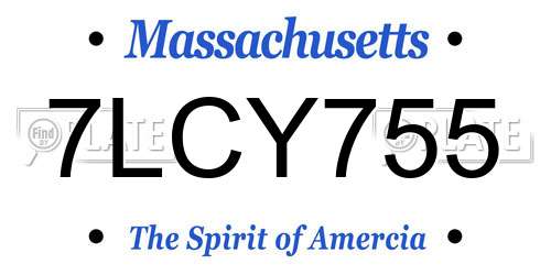 7LCY755 Massachusetts License Plate