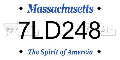 7LD248 Massachusetts License Plate