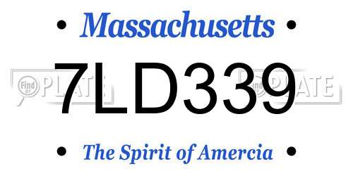 7LD339 Massachusetts License Plate