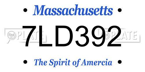 7LD392 Massachusetts License Plate