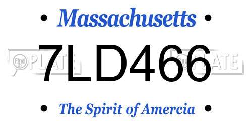 7LD466 Massachusetts License Plate