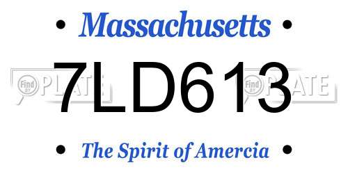 7LD613 Massachusetts License Plate