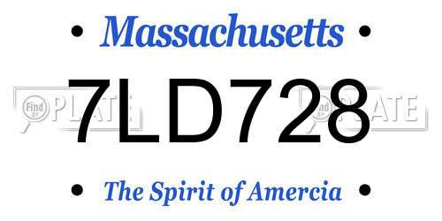 7LD728 Massachusetts License Plate
