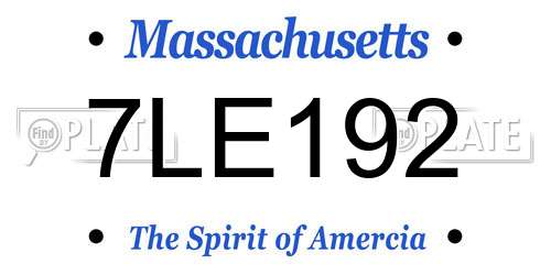 7LE192 Massachusetts License Plate