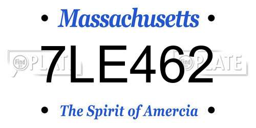 7LE462 Massachusetts License Plate
