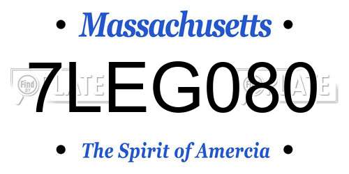 7LEG080 Massachusetts License Plate