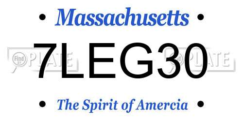 7LEG30 Massachusetts License Plate