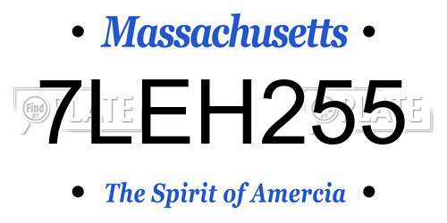7LEH255 Massachusetts License Plate