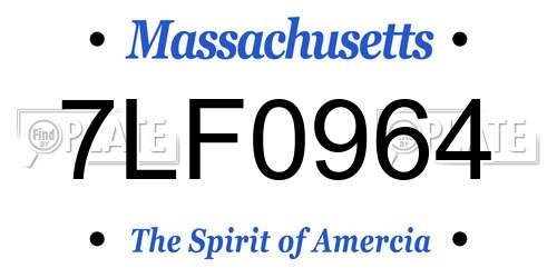 7LF0964 Massachusetts License Plate