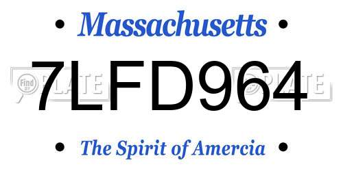 7LFD964 Massachusetts License Plate