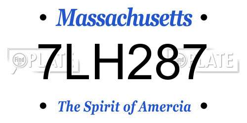 7LH287 Massachusetts License Plate