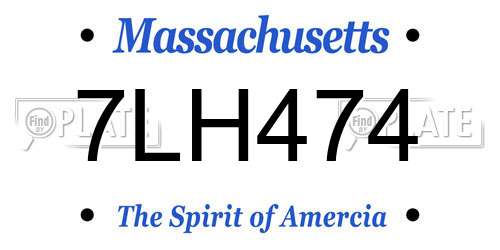 7LH474 Massachusetts License Plate
