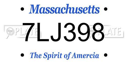 7LJ398 Massachusetts License Plate