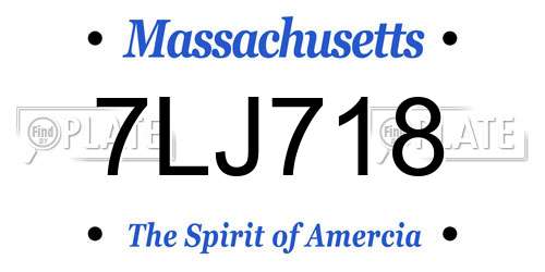 7LJ718 Massachusetts License Plate