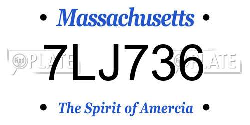 7LJ736 Massachusetts License Plate