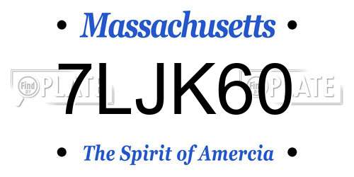 7LJK60 Massachusetts License Plate
