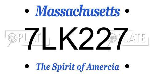 7LK227 Massachusetts License Plate