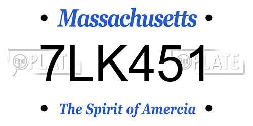 7LK451 Massachusetts License Plate