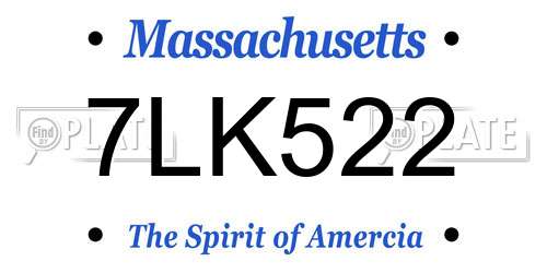 7LK522 Massachusetts License Plate