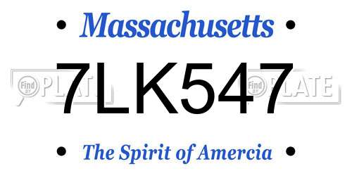 7LK547 Massachusetts License Plate
