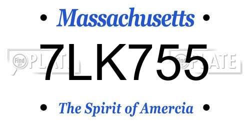 7LK755 Massachusetts License Plate