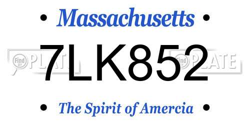 7LK852 Massachusetts License Plate