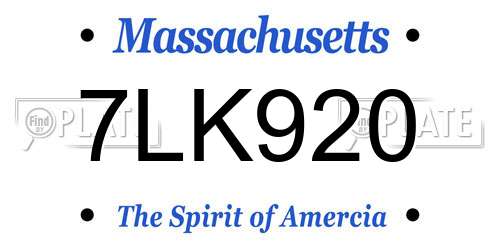 7LK920 Massachusetts License Plate