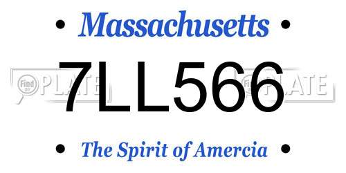 7LL566 Massachusetts License Plate