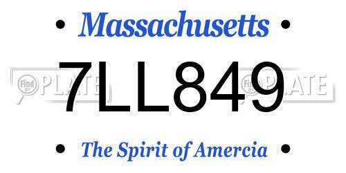 7LL849 Massachusetts License Plate