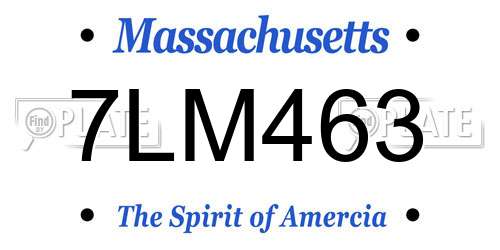 7LM463 Massachusetts License Plate