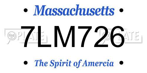 7LM726 Massachusetts License Plate