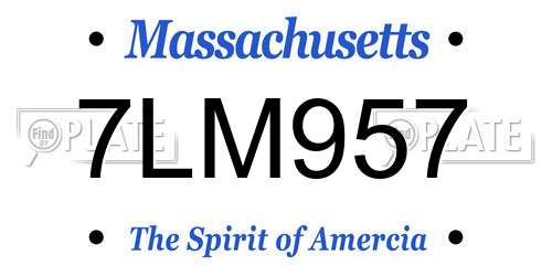 7LM957 Massachusetts License Plate
