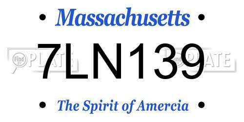 7LN139 Massachusetts License Plate