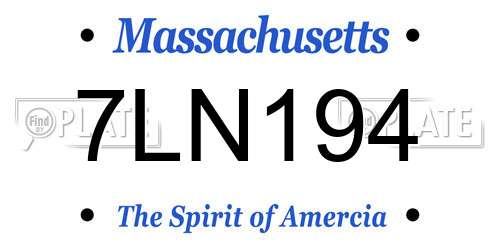 7LN194 Massachusetts License Plate