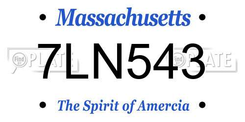 7LN543 Massachusetts License Plate