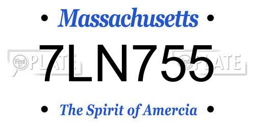 7LN755 Massachusetts License Plate