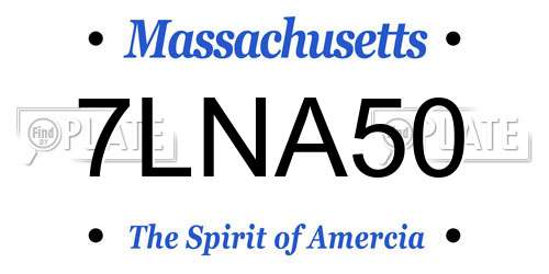 7LNA50 Massachusetts License Plate