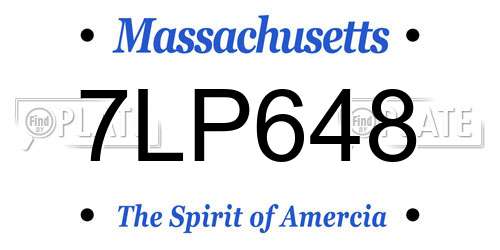 7LP648 Massachusetts License Plate