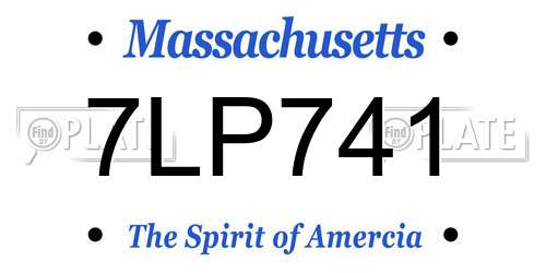 7LP741 Massachusetts License Plate