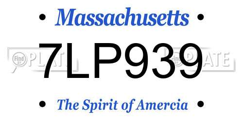 7LP939 Massachusetts License Plate