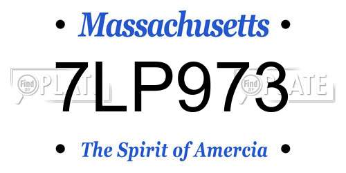 7LP973 Massachusetts License Plate