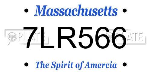 7LR566 Massachusetts License Plate